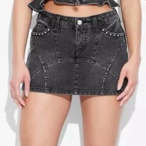 Wild Fable Black Denim Mini Skort with Stud Details